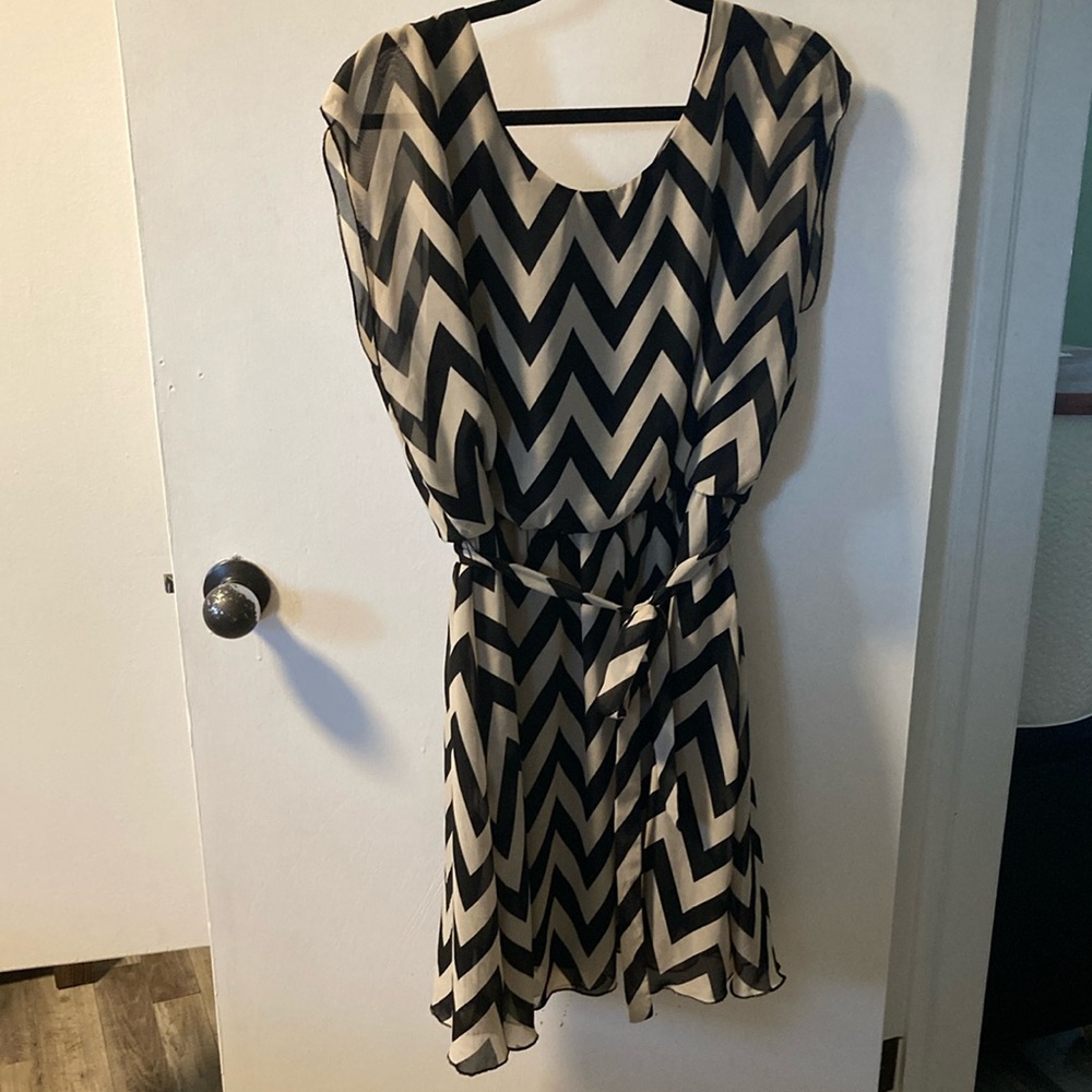 Chevron Patterned Black and White Dress